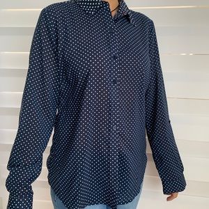 Dark blue button down shirt